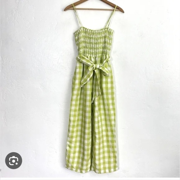 House of Harlow 1960 Pants - House of Harlow xs Green Gingham Jumpsuit